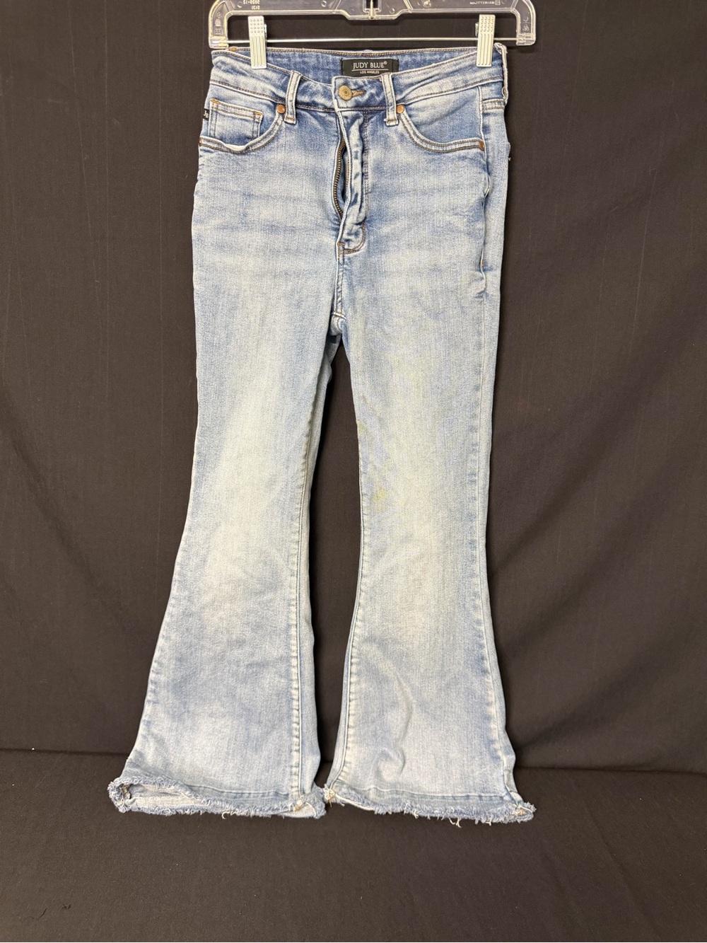 Judy Blue Jeans 1/25 Light Wash Flare Raw Hem Stretch Denim